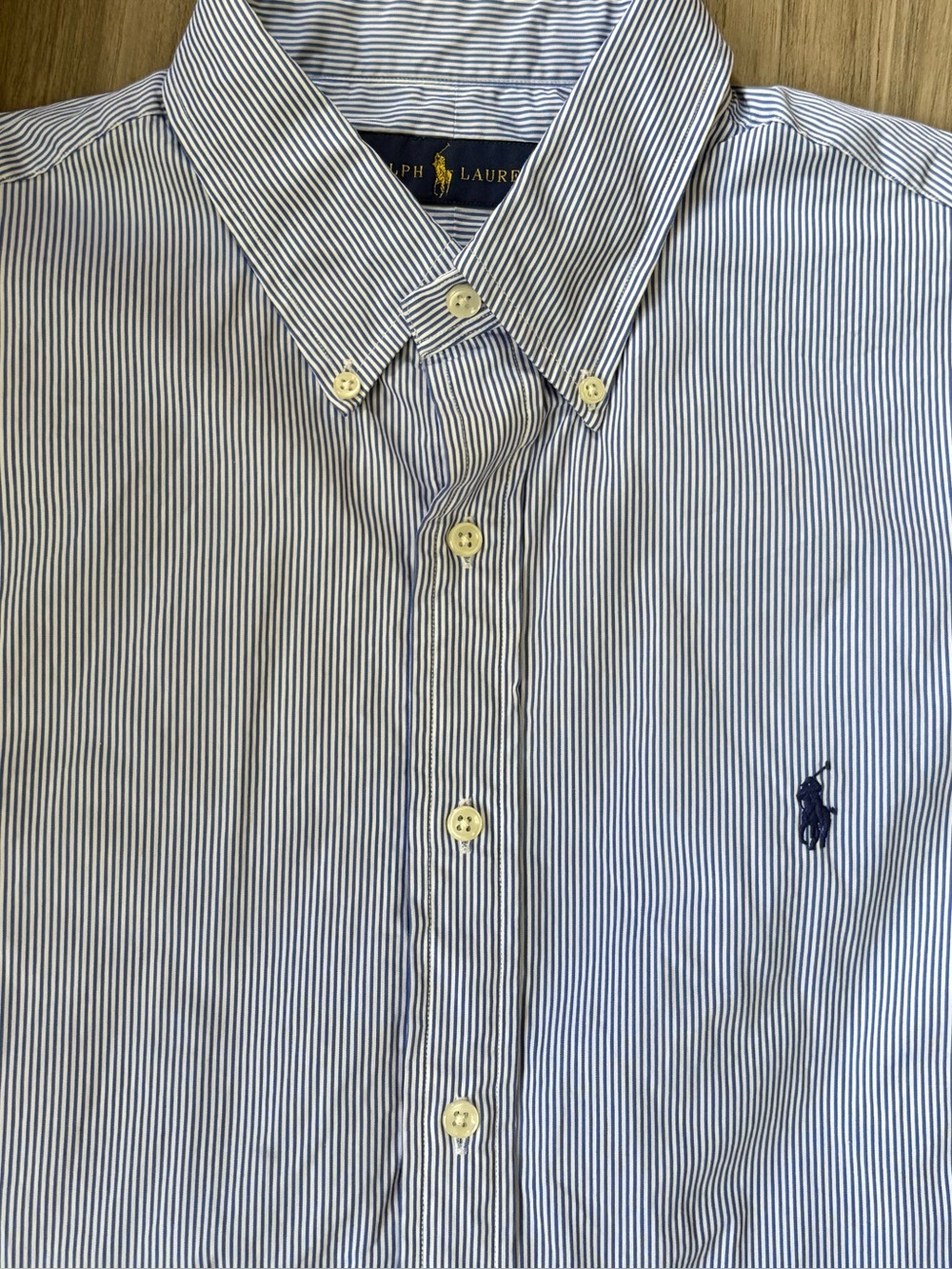 Ralph Lauren Men’s Navy & White Pinstripe long sleeve Button-Down Shirt